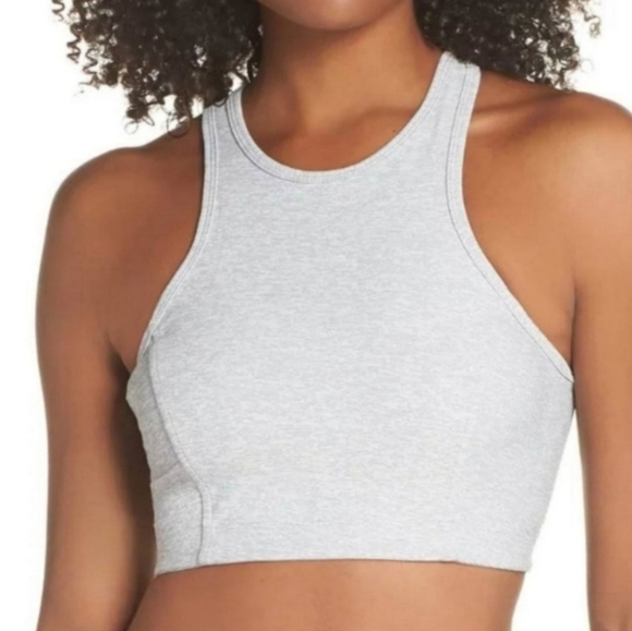 Outdoor Voices Athena Gray Halter Racerback Crop Sports Bra - Picture 2 of 7